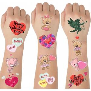 ArtCreativity Individual Valentines Glitter Tattoos for Kids – 144 Pack 2 Inch Non-Toxic Pre-Cut Valentines Day Temporary Tattoo Party Favors in 12 Cute Designs – Valentine Gifts for Kids Classroom