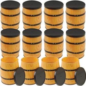 ArtCreativity Mini Barrel Containers, Set of 12 – Fun Western Party Favors and Decorations, Unique Treat Holders with Lids, Perfect for Candy, Birthday Parties, and Barrel-Themed Decor