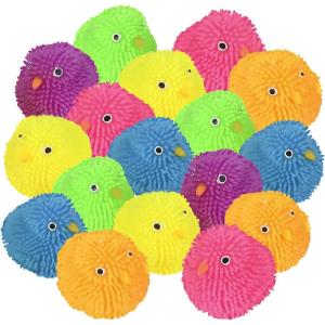 ArtCreativity Mini Puffer Chicks, Set of 24, Chick Surprise Toys for Filling Easter Eggs, Easter Party Favors, Egg Hunt Supplies, Stress Relief Toys for Kids, Assorted Neon Colors(Small)