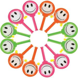 ArtCreativity Smile Hand Drums, Set of 12, Musical Toys for Kids in Assorted Colors, Easy to Play Musical Instruments for Children, Noisemakers for Parties, Music Party Favors and Goodie Bag Fillers
