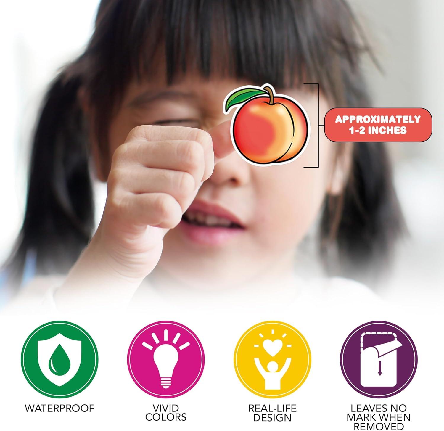 image:imageAssorted Fruit amp Vegetable Stickers for Kids  Set of 100  50 Fruits amp 50 Veggies  Colorful Water Bottle Stickers