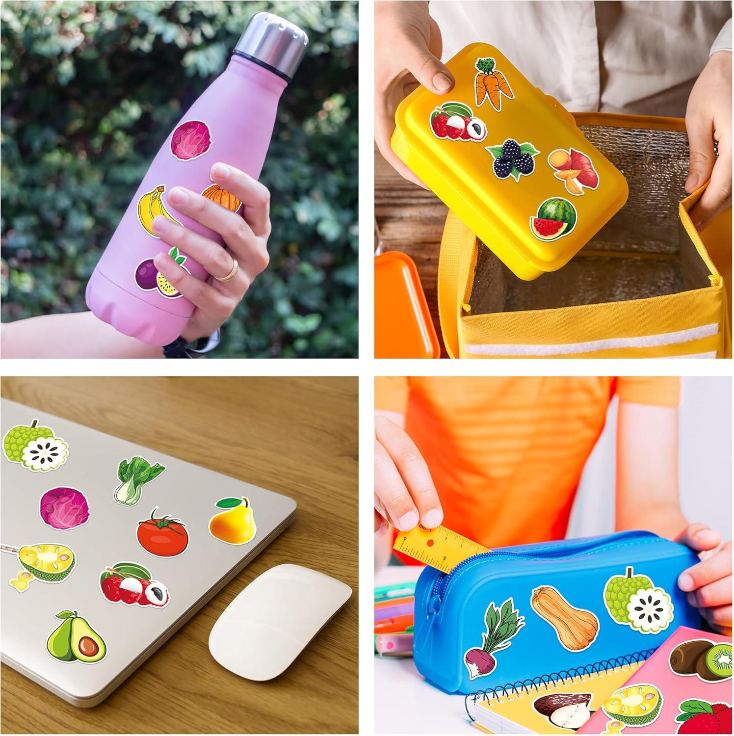 image:imageAssorted Fruit amp Vegetable Stickers for Kids  Set of 100  50 Fruits amp 50 Veggies  Colorful Water Bottle Stickers
