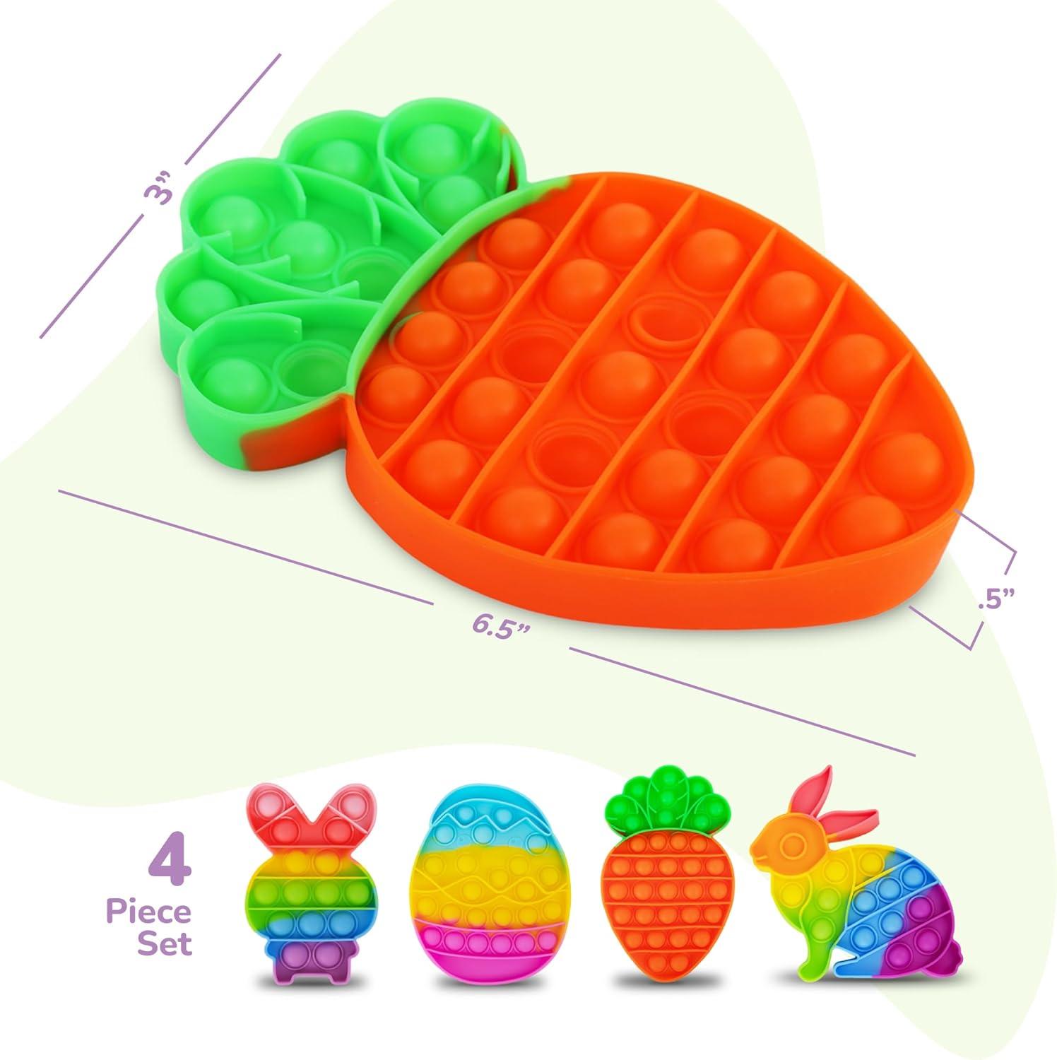 image:imageArtCreativity Easter Pop Its 4 Pack of Easter Popper Toys Easter Fidget Sensory Toys for Toddlers Kids Basket Stuffers with Colorful Egg Carrot and 2 Bunny Rabbits Cute Easter Gifts