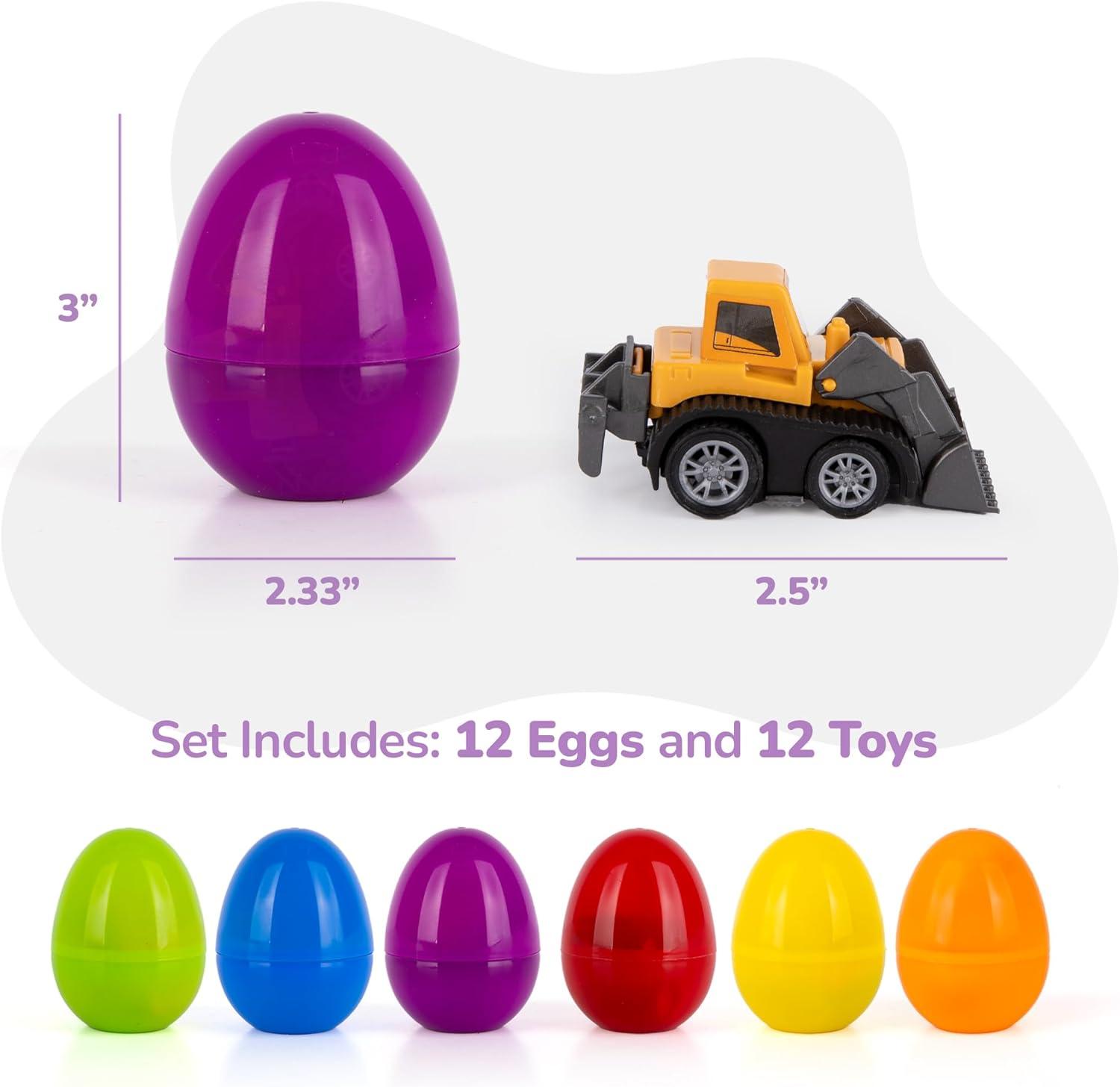 image:imageArtCreativity PreFilled Easter Eggs with Diecast Vehicles for Hunt 12 Emergency amp Community Vehicles Fire trucks Ambulances with PullBack Function Easter Basket StuffersConstruction Vehicles