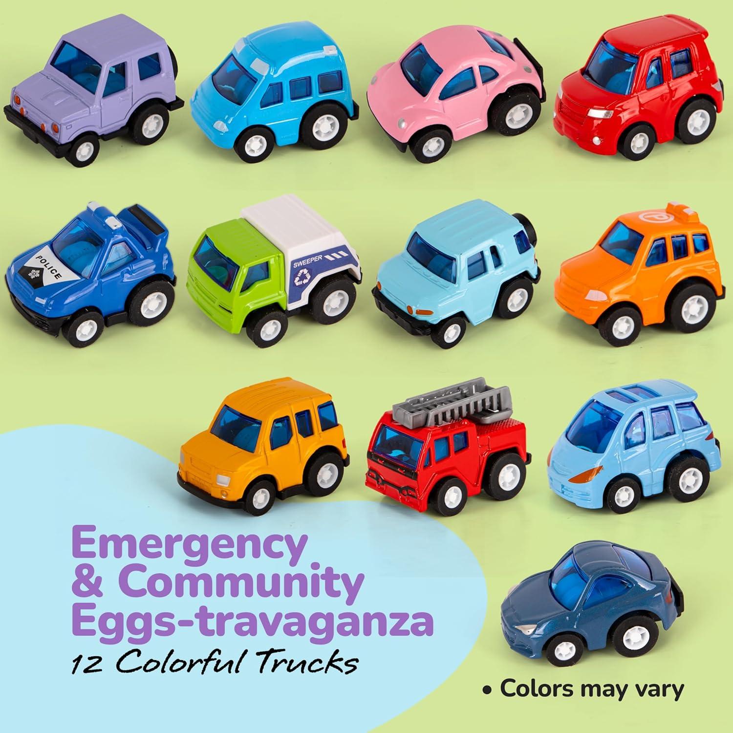 image:imageArtCreativity PreFilled Easter Eggs with Diecast Vehicles for Hunt 12 Emergency amp Community Vehicles Fire trucks Ambulances with PullBack Function Easter Basket StuffersEmergency Community Vehicles