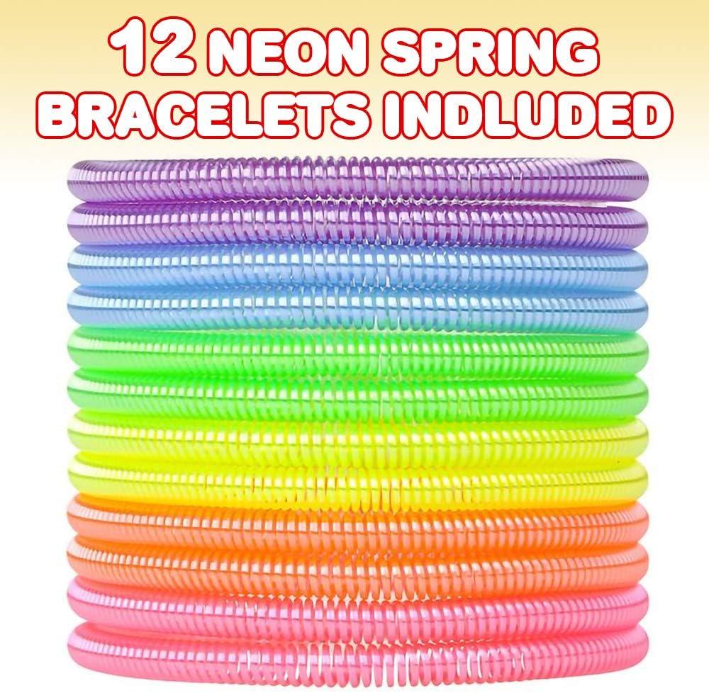 image:imageArtCreativity Spring Bracelets  Pack of 12 Elastic Plastic Wristbands in Assorted Neon Colors  Fun Party Favor Carnival Prize  Amazing Gift for kids adults