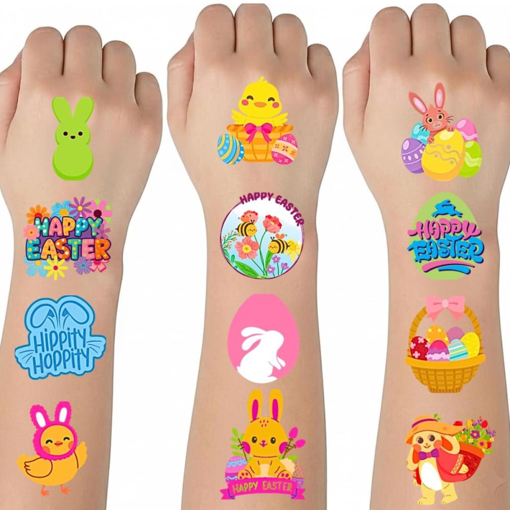 image:imageArtCreativity 144 Pcs Glow in The Dark Easter Temporary Tattoos for Kids  144 Pack Tattoos in 12 Festive Designs  Glow in The Dark Easter Basket Stuffers and Egg Fillers for Kids