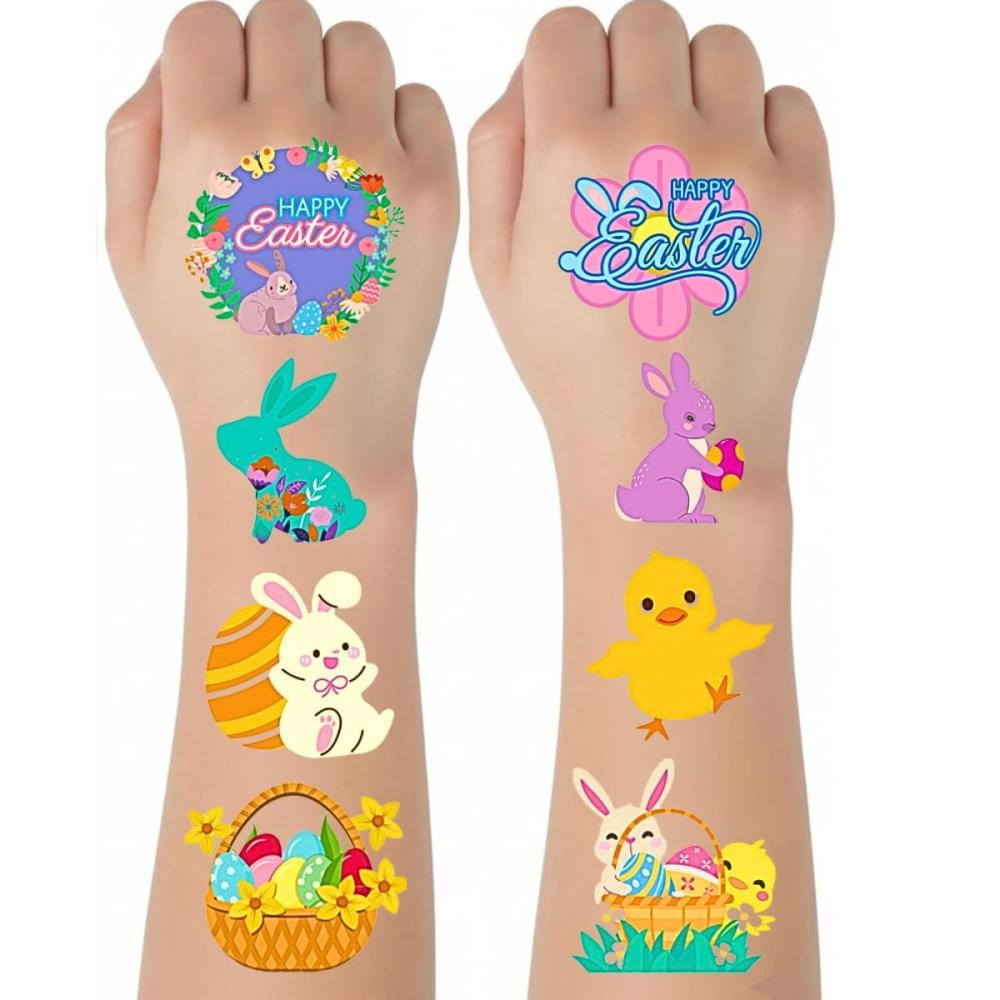 image:imageArtCreativity 240 Pcs Easter Individual Temporary Tattoos for Kids  Pack of 240 2 Inch Tattoos in 8 Festive Designs  Easter Basket Stuffers and Egg Fillers for Kids
