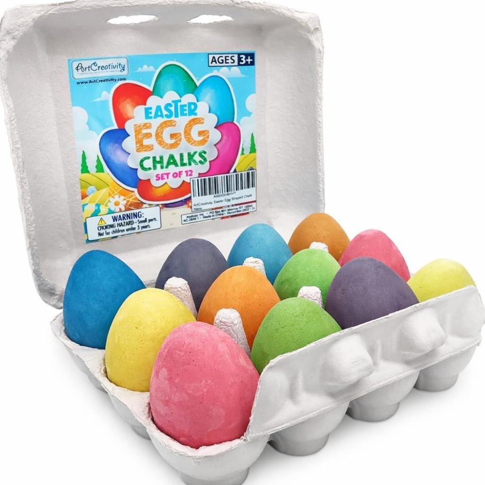 image:imageArtCreativity Colorful Easter Sidewalk Chalk Egg for Kids Boys Girls Pack of 12 Chalk for Toddlers Easter Basket Stuffers Gifts Fillers amp Party Favors Easter Party Supplies amp Goodie Bag Fillers