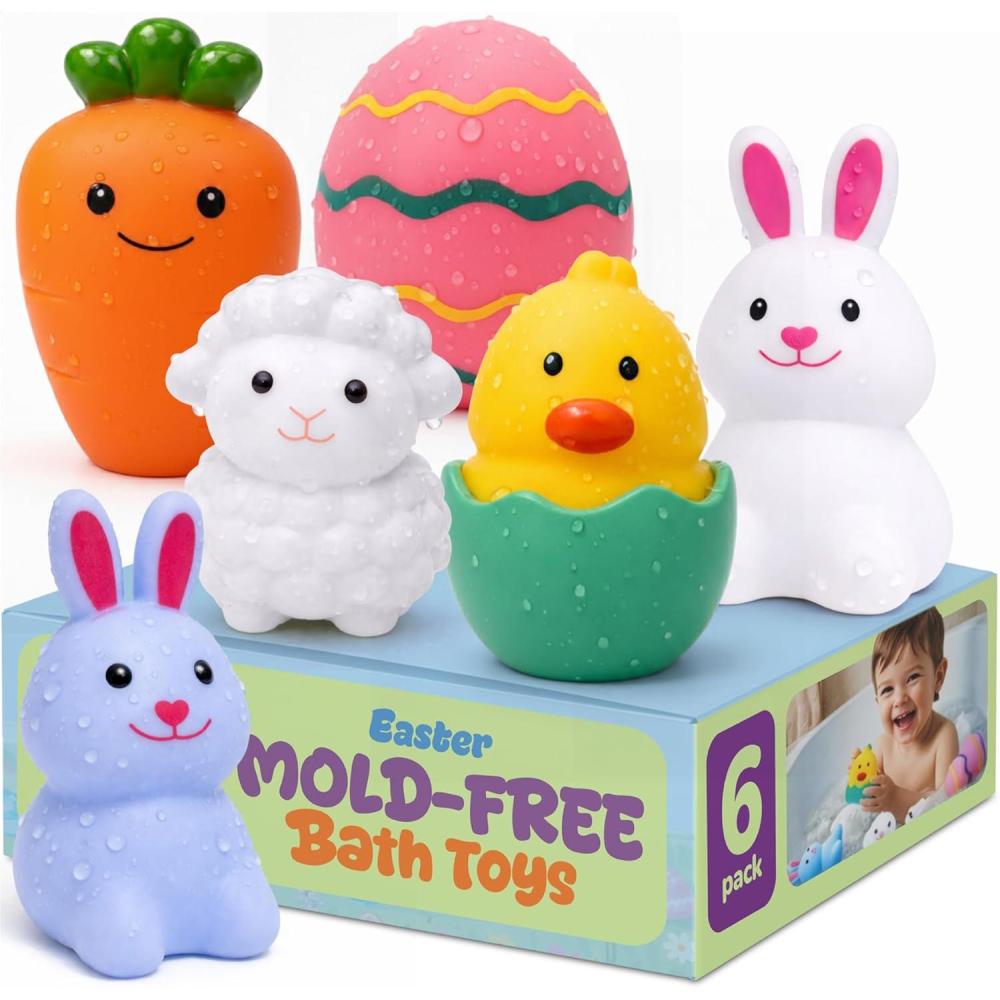 image:imageArtCreativity Easter Basket Stuffers for Toddlers Mold Free Bath Toys 6 Pack No Hole Easter Bath Toys Soft Squeezable Bathtub Toys for Baby amp Toddler Great Easter Gifts for Kids 6 Month