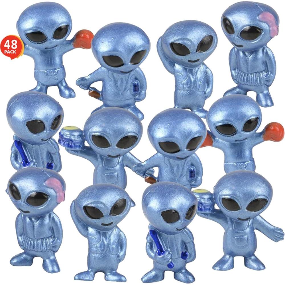 image:imageArtCreativity Vinyl Alien Figurines 48pcs  Fun Space Party Favors Assorted UFO Poses Goodie Bag Fillers1 inch