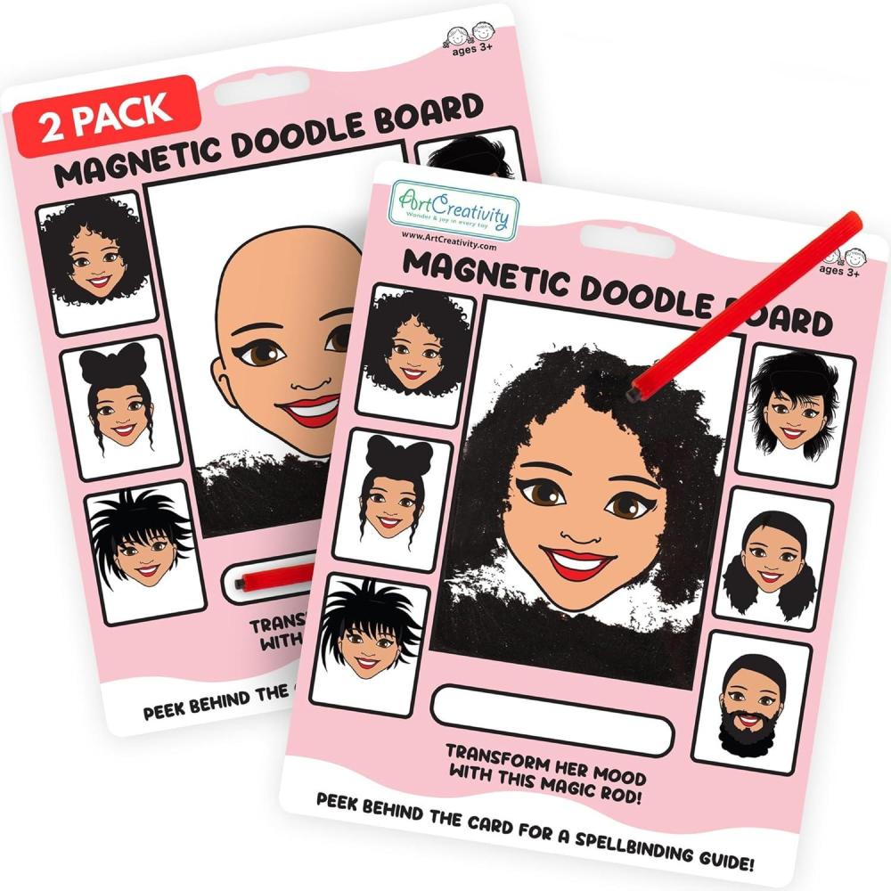 image:imageArtCreativity Women Magnetic Drawing Face 2 Pack Vintage Retro Toys Travel Toys for Kids Magnet Drawing Doodle Board for Kids Magnetic Toys Game Travel Essentials Games for Ages 3
