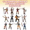ArtCreativity Cowboy & Indian Action Figures Set of 12 – Realistic Details, Free-Standing, Party Decor & Favors for Kids
