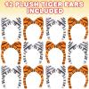 ArtCreativity Plush Tiger Ears, Set of 12, White and Orange, Hairband, Party Favors, Zoo Birthday Party Supplies, Animal Party Photo Booth Props, Tiger Costume Accessories for Kids