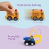 ArtCreativity Pre-Filled Easter Eggs with Diecast Vehicles for Hunt – 12 Emergency & Community Vehicles, Fire trucks, Ambulances with Pull-Back Function – Easter Basket Stuffers(Construction Vehicles)