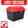 ArtCreativity Treasure Chest Box for Kids – Black Wood Grain Texture with Red Cover and Functional Metal Lock and Keys, 9.25″ x 7.5″ x 7″ – Plastic Treasure Box Chest for Classroom Kids Prizes Storage