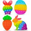 ArtCreativity Easter Pop Its – 4 Pack of Easter Popper Toys – Easter Fidget Sensory Toys for Toddlers – Kids Basket Stuffers with Colorful Egg, Carrot, and 2 Bunny Rabbits – Cute Easter Gifts