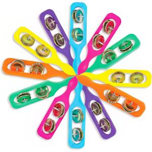 ArtCreativity Cymbals Tambourine for Kids, Pack of 12 Handheld Music Toys, Colorful Rattle Toddler Musical Instruments, Fun Cymbal Noise Makers Party Favors Supplies Goodie Bag Fillers for Children