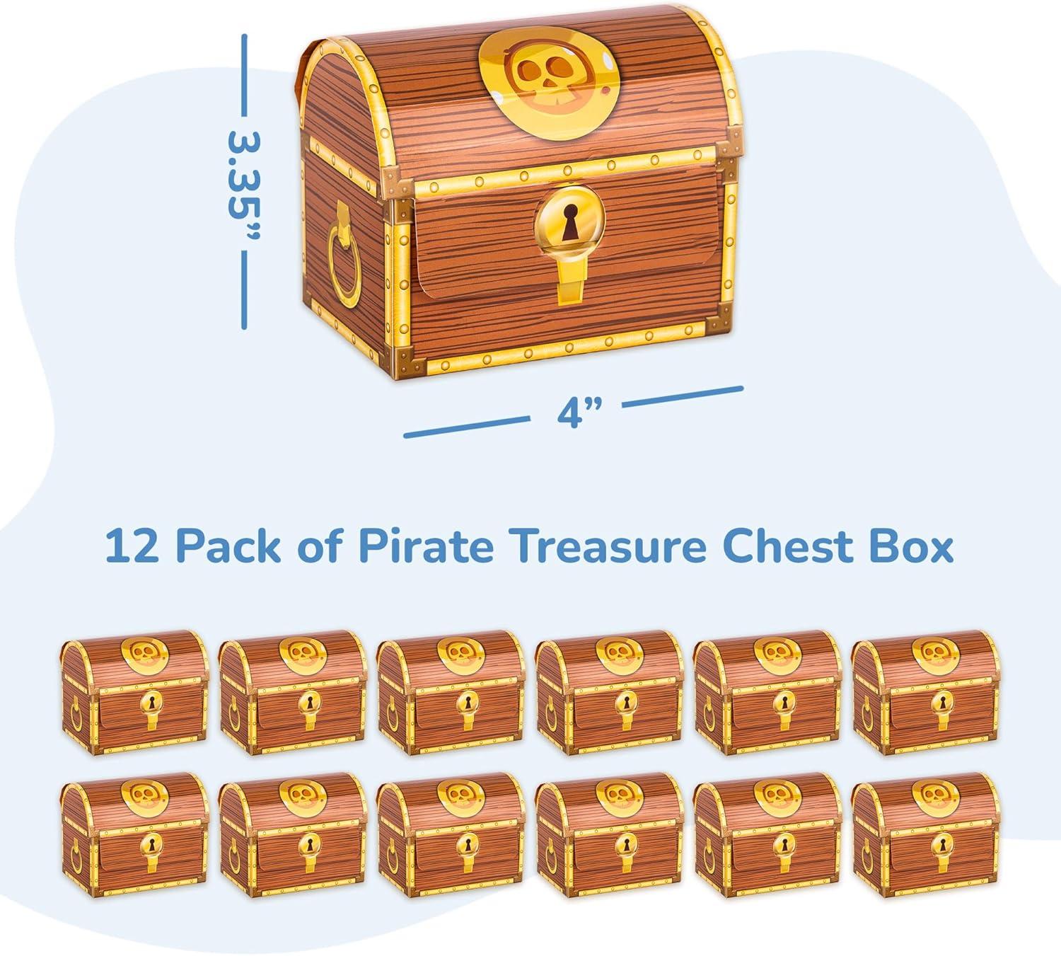 image:imageArtCreativity Treasure Chests Party Treat Boxes for Kids Set of 12 Sturdy Cardboard Treasure Chest Gable Box with Realistic Print Pirate Party Favors Supplies Treat Bags Birthday Gift Goodie Bags