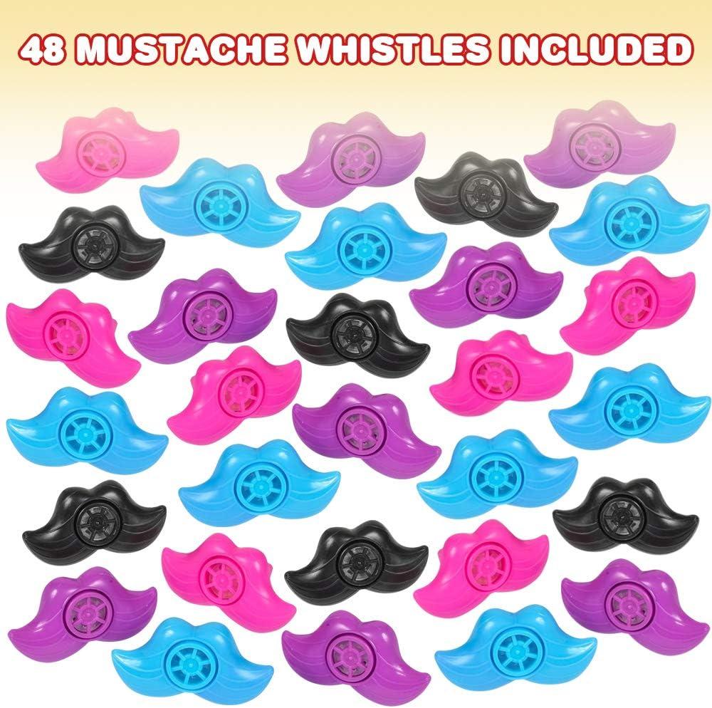image:imageArtCreativity Mustache Lip Whistles for Kids Bulk Pack of 48 Durable Plastic Noise Maker Party Whistles Bright Assorted Colors Birthday Party Favors Goodie Bag Fillers Treasure Box Prizes