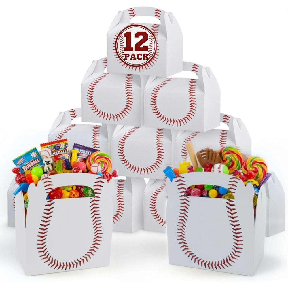 image:imageArtCreativity Baseball Party Favors Pack of 12 Cardboard Gift Box with Handles Goodie Gift Bags Treat Boxes for Candy Cookies amp Toys Team Baseball Snack Bag Sports Themed Birthday Bulk Supplies