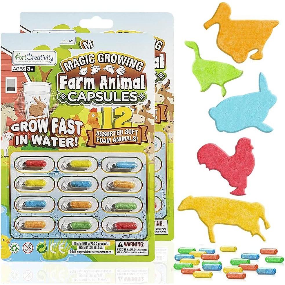 image:imageArtCreativity Magic Growing Farm Animal Capsules 2 Packs 24 Expanding Animal Capsules Grow in Water Cute Color and Design Kids Birthday Party Favors Easter Basket Contest Prize or Gift Idea
