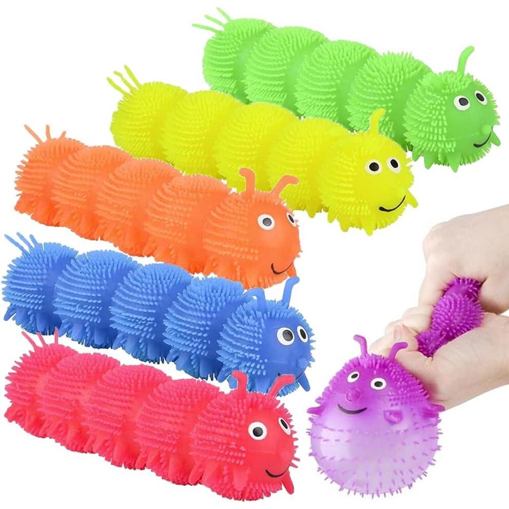 image:imageArtCreativity Puffer Caterpillars Set of 6 Squeeze Toys for Children in 6 Bright Colors Kids Stress Relief Toys for Satisfying Sensory Feedback Animal Party Decorations and Goodie Bag Fillers