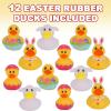 ArtCreativity 2.5 Inch Easter Rubber Ducks for Kids – Pack of 12 Assorted Mini Easter Ducks, Easter Basket Stuffers, Egg Hunt Surprise Toys, Easter Party Favors, Jeep Ducks & Bath Toys
