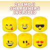 ArtCreativity Emoticon Sharpeners for Kids, Bulk Pack of 24, Emoticon Smile Face Pencil and Crayon Sharpeners, Fun School Supplies for Children, Emoticon Birthday Party Favors for Boys and Girls