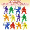 ArtCreativity Mini Ninja Figurines, Pack of 48, Assorted Colors Plastic Action Figures, Little Ninja Warriors in Assorted Poses, Cool Cupcake Topper, Goodie Bag Fillers & Party Favors for Kids