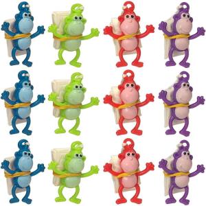 ArtCreativity 12 Set 1.75” Mini Monkey Parachute Toys for Kids for Boys and Girls, Vinyl Toys in Assorted Colors,Durable Plastic Guys Playset, Fun Zoo Animal Themed Party Favors