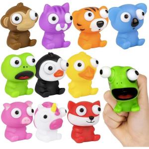 ArtCreativity 20 PCS Squeezy Animal Fidget Toys with Pop Out Eyes, Fun Squeeze Stress Relief Toys for Kids, Ideal for Goodie Bag Stuffers, Birthday Party Favors for Boys and Girls(Small)