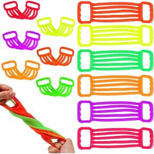 ArtCreativity 30 PK Stretchy String Fidget Toys – Sensory Strings in Fun Exercise Band Designs – 6 Vibrant Colors – Fidget Toys for Toddlers – Autism Sensory Gifts Age 2+