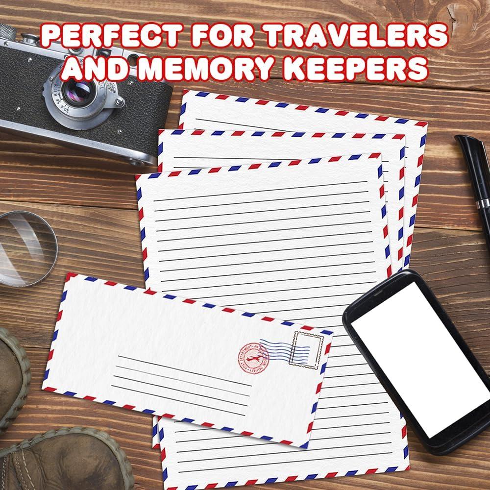 image:imageArtCreativity 100 Pieces Vintage Stationery Paper and Envelopes Set 50 Double Sided Airmail Sheets and 50 Envelopes Pen Pal Stationery Letters and Envelopes with Air Mail Design