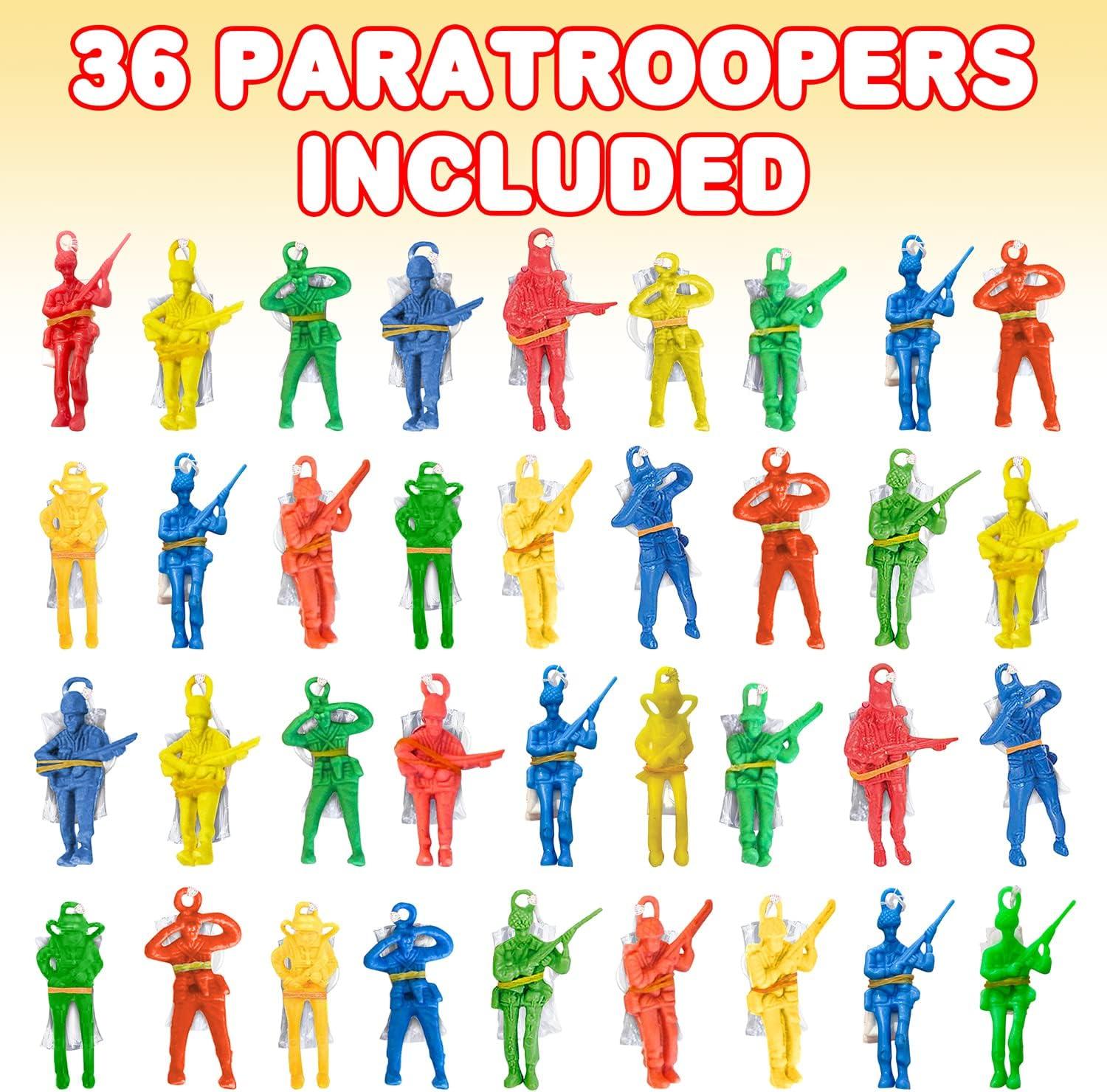 image:imageArtCreativity 36 Packs  25 Army Parachute Toys for Kids Vinyl Parachute Men Toy in Assorted Colors Durable Plastic Army Men Action Figures Hand Throwing for Boys amp Girls