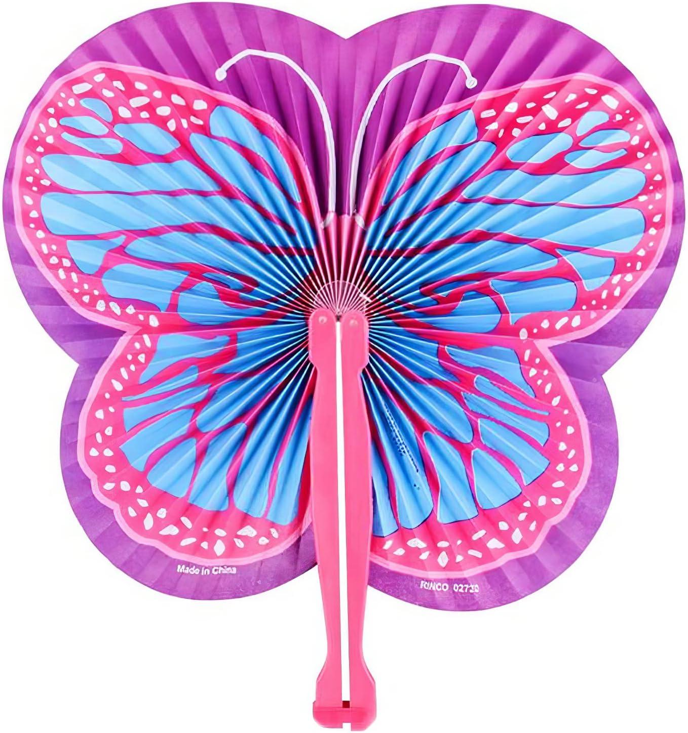 image:imageArtCreativity 95 Inch Handheld Butterfly Folding Fans  Pack of 12 Foldable Fans in Assorted Colors and Designs Goodie Bag Filler Party Favors and Supplies Fun Novelties and Gifts for Kids Ages 3