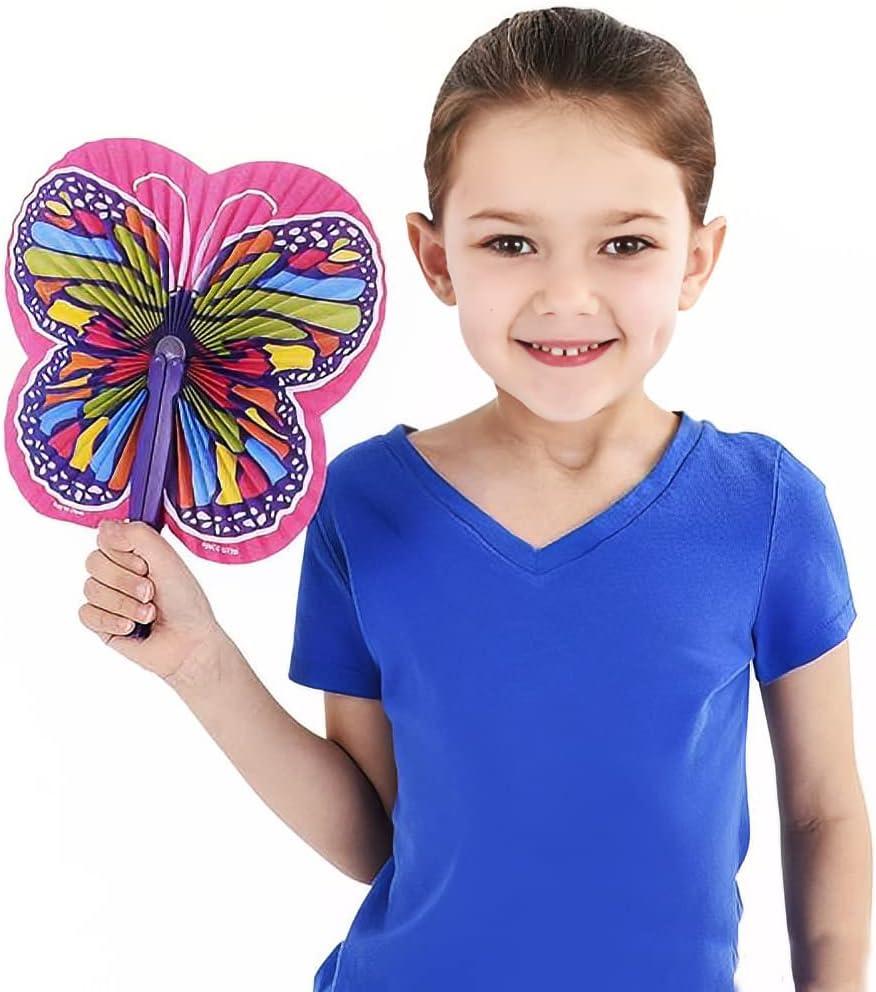 image:imageArtCreativity 95 Inch Handheld Butterfly Folding Fans  Pack of 12 Foldable Fans in Assorted Colors and Designs Goodie Bag Filler Party Favors and Supplies Fun Novelties and Gifts for Kids Ages 3