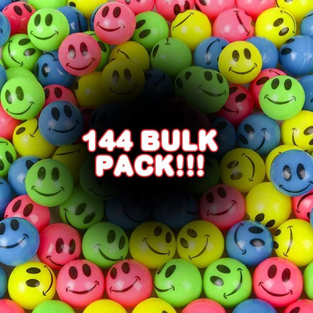 image:imageArtCreativity Mini Smile Face Bouncing Balls  Bulk Pack of 1441 Inch Bouncy Balls in Assorted Bright Neon Colors  Best Birthday Party Favors and Piata Fillers for Boys and Girls