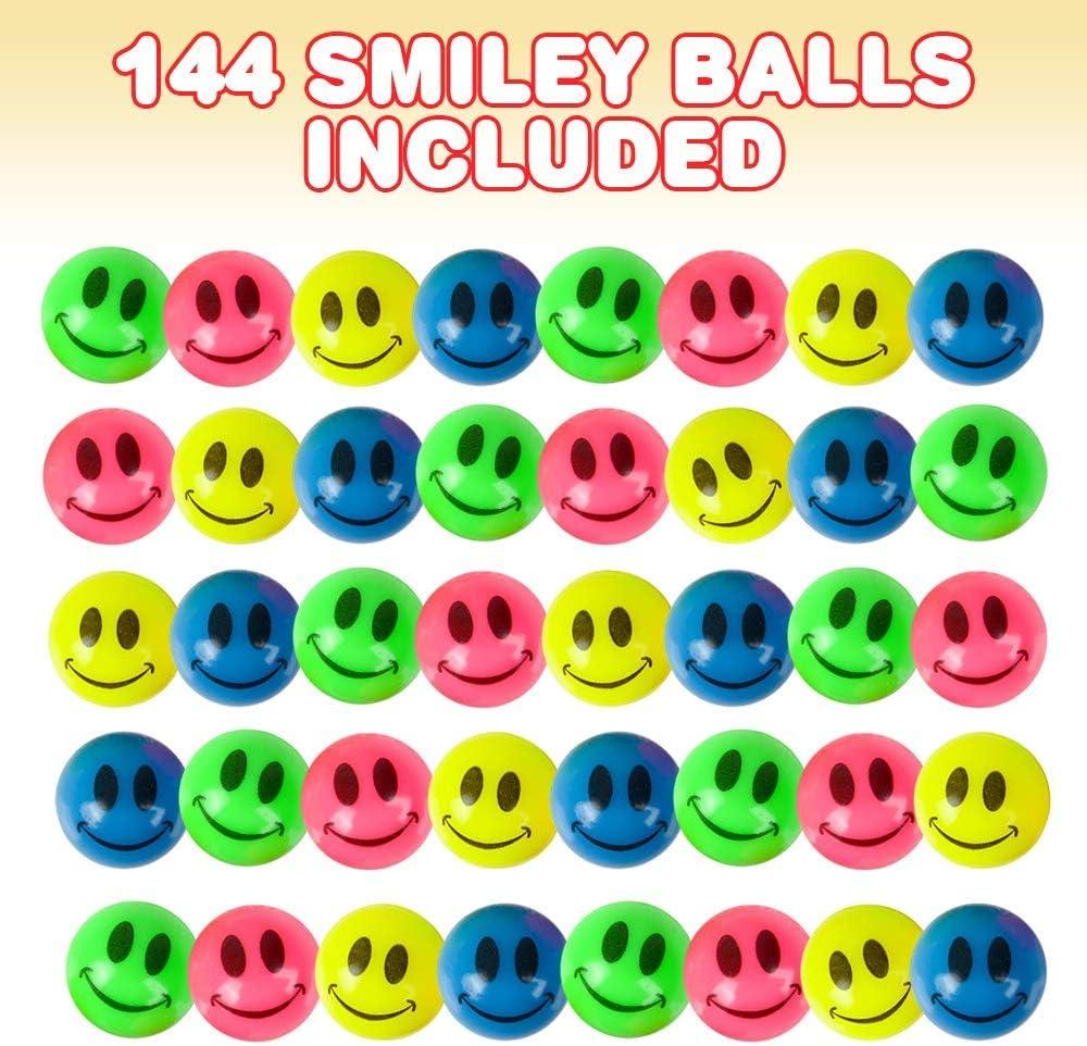 image:imageArtCreativity Mini Smile Face Bouncing Balls  Bulk Pack of 1441 Inch Bouncy Balls in Assorted Bright Neon Colors  Best Birthday Party Favors and Piata Fillers for Boys and Girls