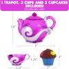 Princess Tea & Treats Water Toy Set – Girls Bath & Pool Beach Toys Tea Party Playset – Teapot, 2 Tea Cups, Silicone Cupcakes That Spray Water – Water Safe – Toddler Summer Princess Party Favor & Decor