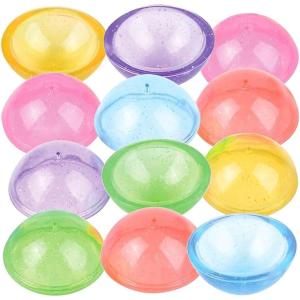 ArtCreativity Jumbo Glitter Poppers, Set of 10, Pop-Up Half Ball Toys in Assorted Glittery Colors, Old School Retro 90s Toys for Kids, Birthday Party Favors, Goodie Bag Fillers for Boys and Girls