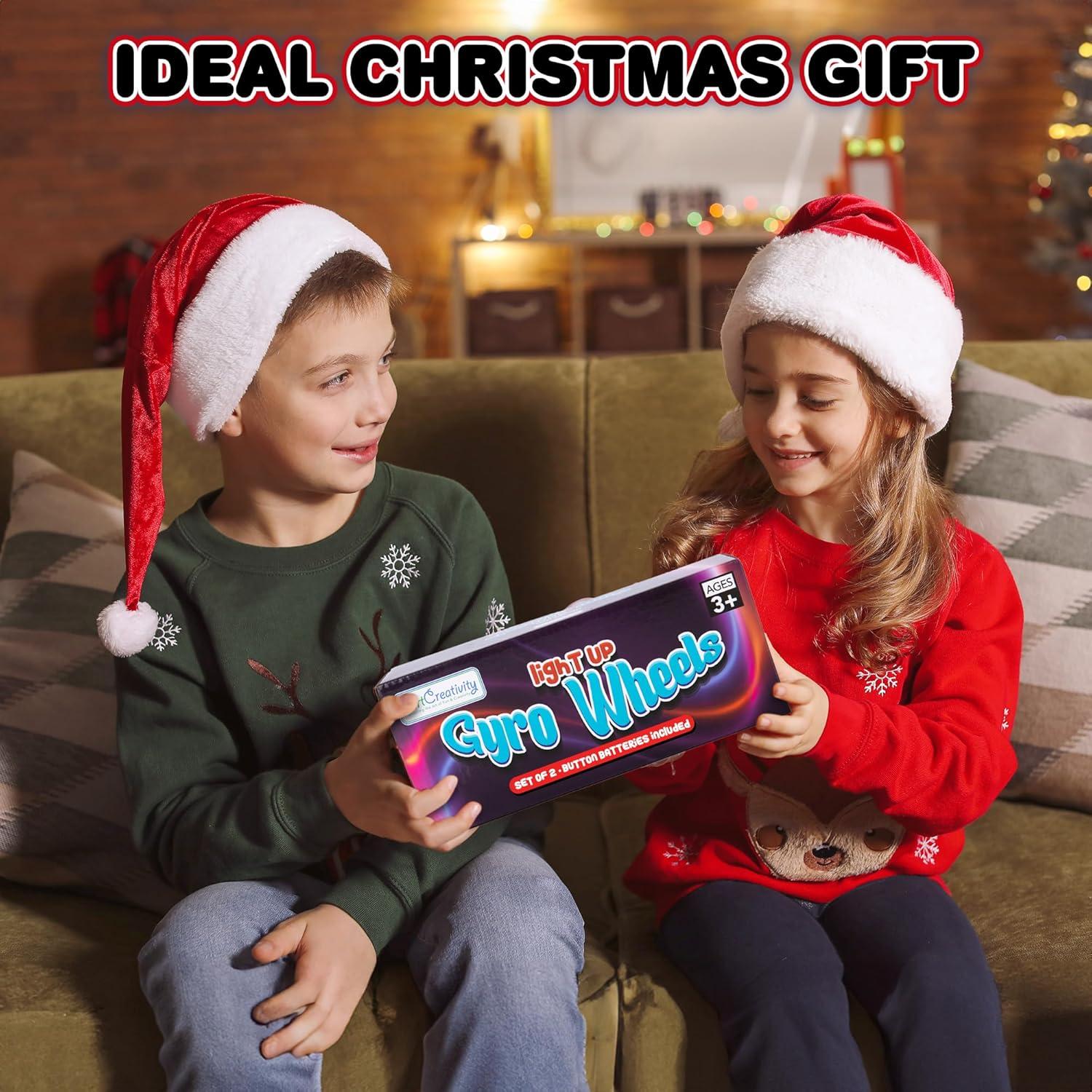 image:imageArtCreativity Autism Sensory Toys Bundle Light Up Transparent Sensory Car Toy for Kids Retro Light Up Gyro Wheels Set for Kids Includes 2 85 Inch Rail Twisters