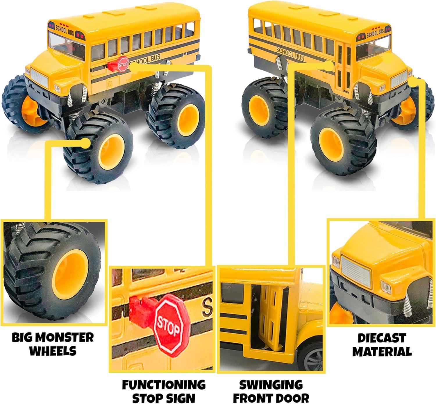 image:imageArtCreativity Light Up Monster Trucks and Monster School Bus Set The Ultimate Gifts for Kids