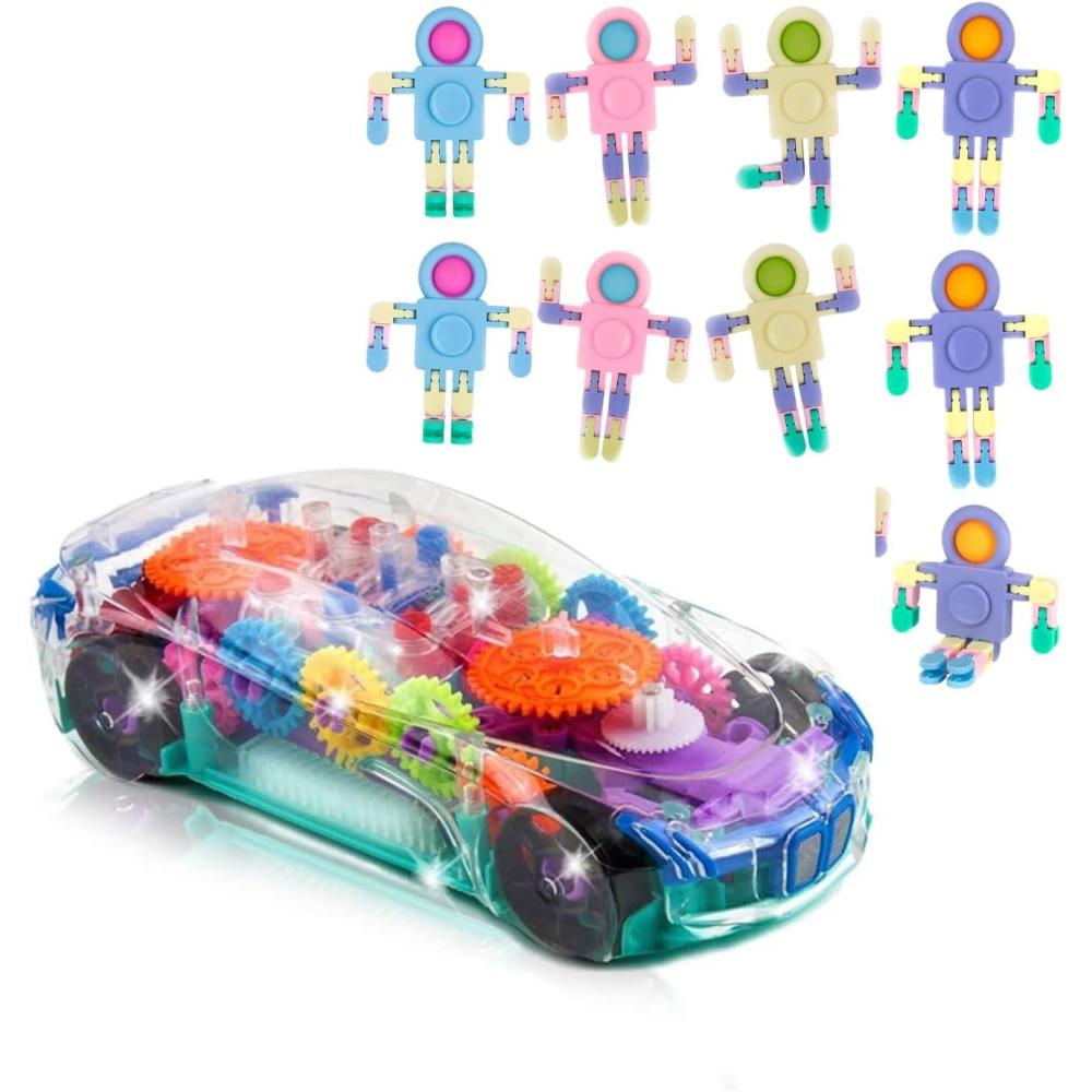 image:imageArtCreativity Light Up Transparent Sensory Car Toy  3 in 1 Robot Pop It Fidget Combo Pack