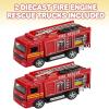 ArtCreativity Diecast Fire Truck Toy, Set of 2 Firetruck Toys 3-5 Years Old, Engine Rescue Trucks, Diecast Toy, Fire Trucks for Toddlers 1-3 with Pullback Mechanism, Great Gift Idea for Boys and Girls