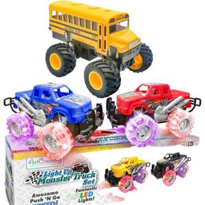 ArtCreativity Light Up Monster Trucks and Monster School Bus Set – The Ultimate Gifts for Kids