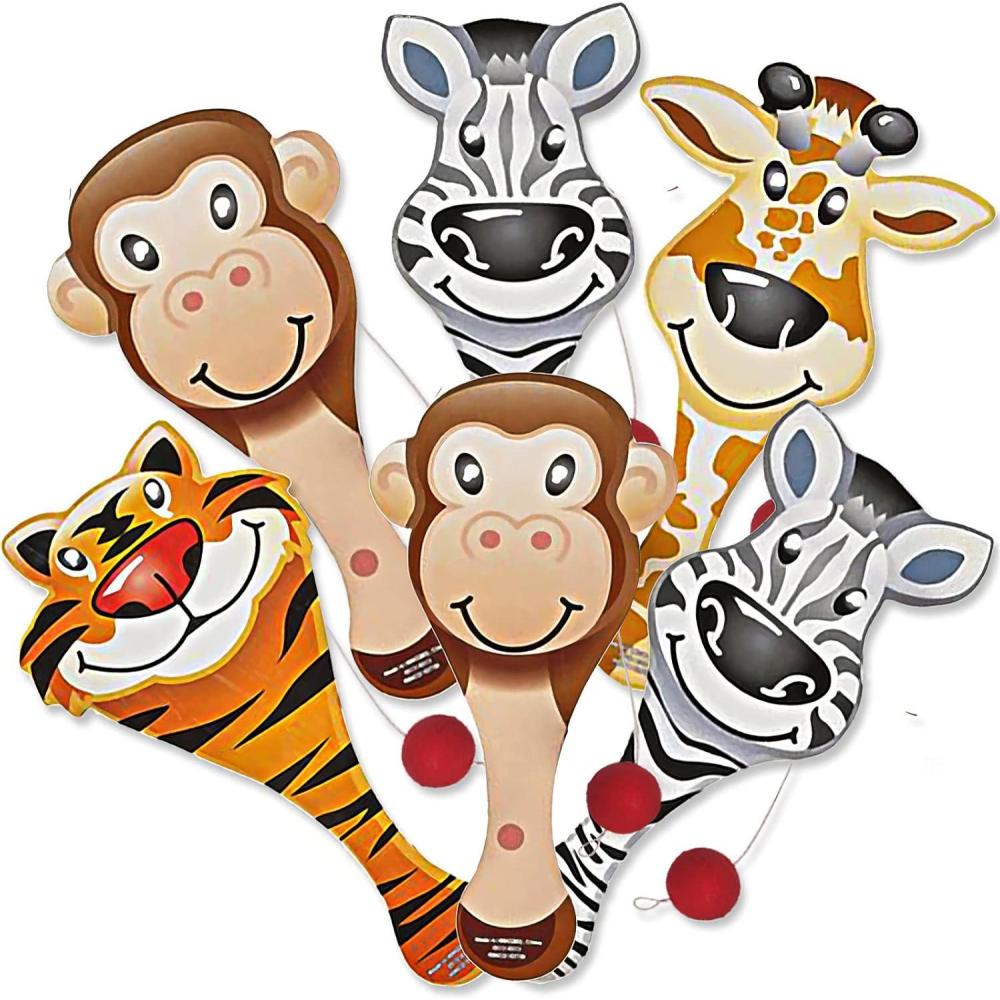 image:imageArtCreativity Zoo Animal Paddle Ball with String 9Inch Wooden Paddleball Pack of 12 Assorted Animal Designs Jungle Themed Birthday Party Favors Goodie Bag Fillers Summer Fun Beach Toys for Kids