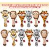 ArtCreativity Zoo Animal Paddle Ball with String, 9-Inch Wooden Paddleball, Pack of 12 Assorted Animal Designs, Jungle Themed Birthday Party Favors, Goodie Bag Fillers, Summer Fun Beach Toys for Kids