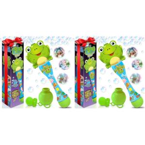 ArtCreativity Frog Bubble Wand – Bubble Toy with Bubbles Refill Solution, Stickers, Music & Lights – Kids Summer Outdoor Activity – Birthday Party Favors – Bubble Blower Machine (Pack of 2)(12 inches x 2 inches x 12 inches (Pack of 2))