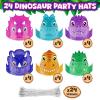 ArtCreativity Dinosaur Party Hats – 24 Ct – Sturdy Paper Dino Party Hats in 6 Colorful Designs – Stretchy Strings for a Comfy Fit – Fun Dinosaur Party Favors & Supplies – Dinosaur Birthday Decorations